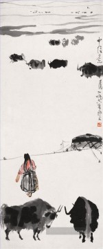  maler galerie - Wu zuoren yaks Chinesische Malerei